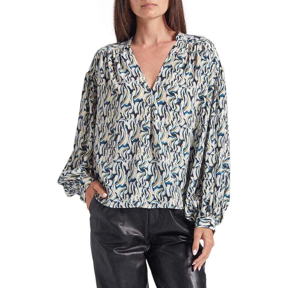Joie Abstract Print Blouse Long Sleeve Button Down Shirt Small‎ Silk Minimalist